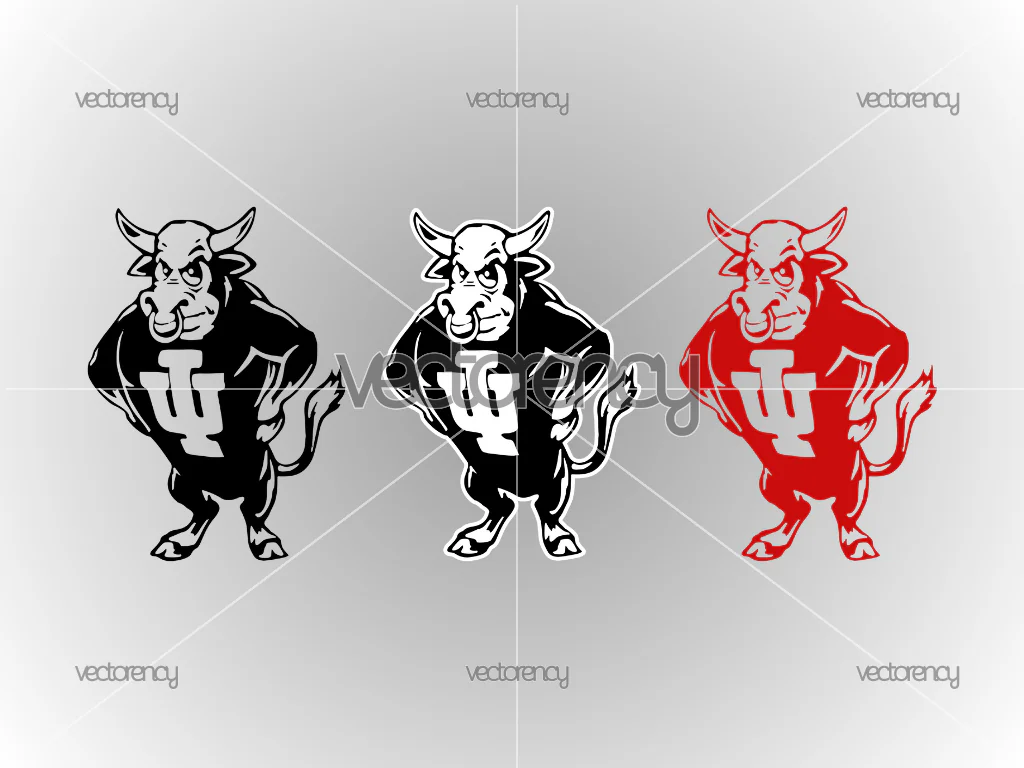 Indiana Hoosiers Bison Logo Mascot Old Vector SVG PNG Multicolor