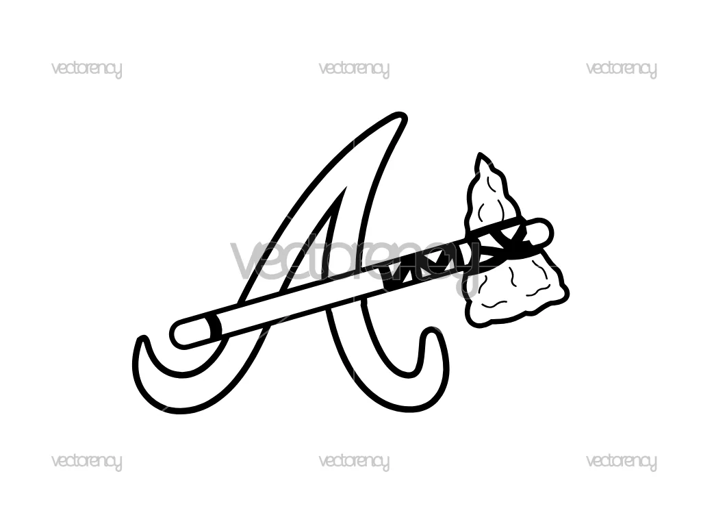 Tomahawk Atlanta Braves Black and White Vector Image