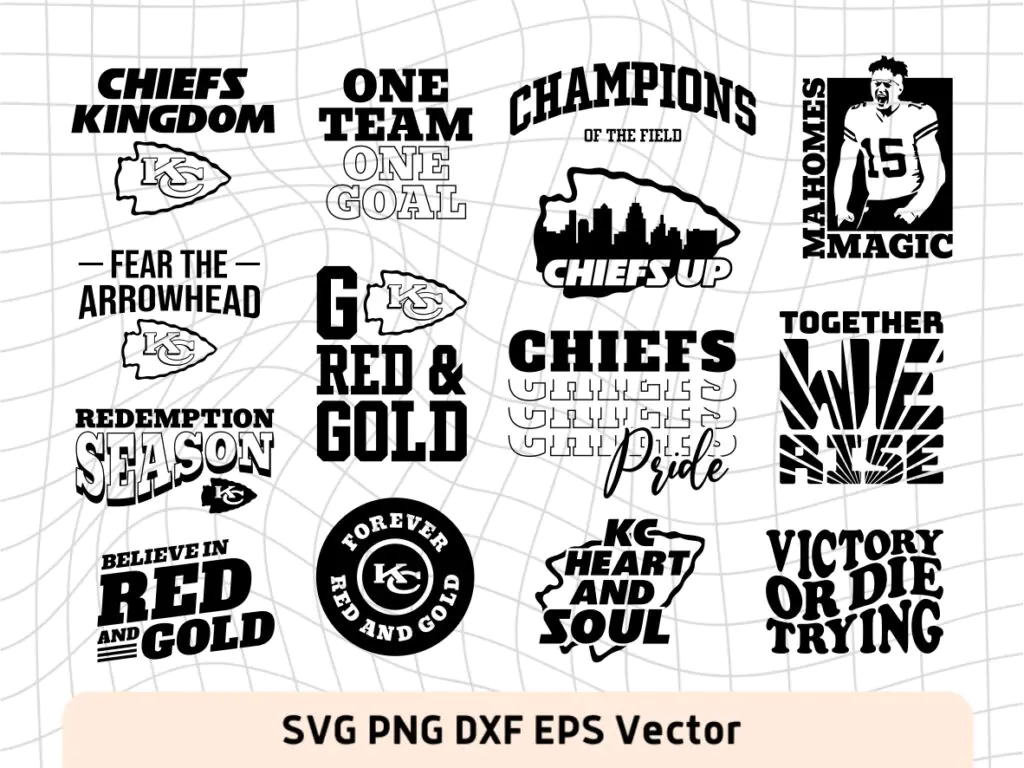 Kansas City Chiefs Cricut SVG Bundle, Quotes, Slogan KC Chiefs PNG