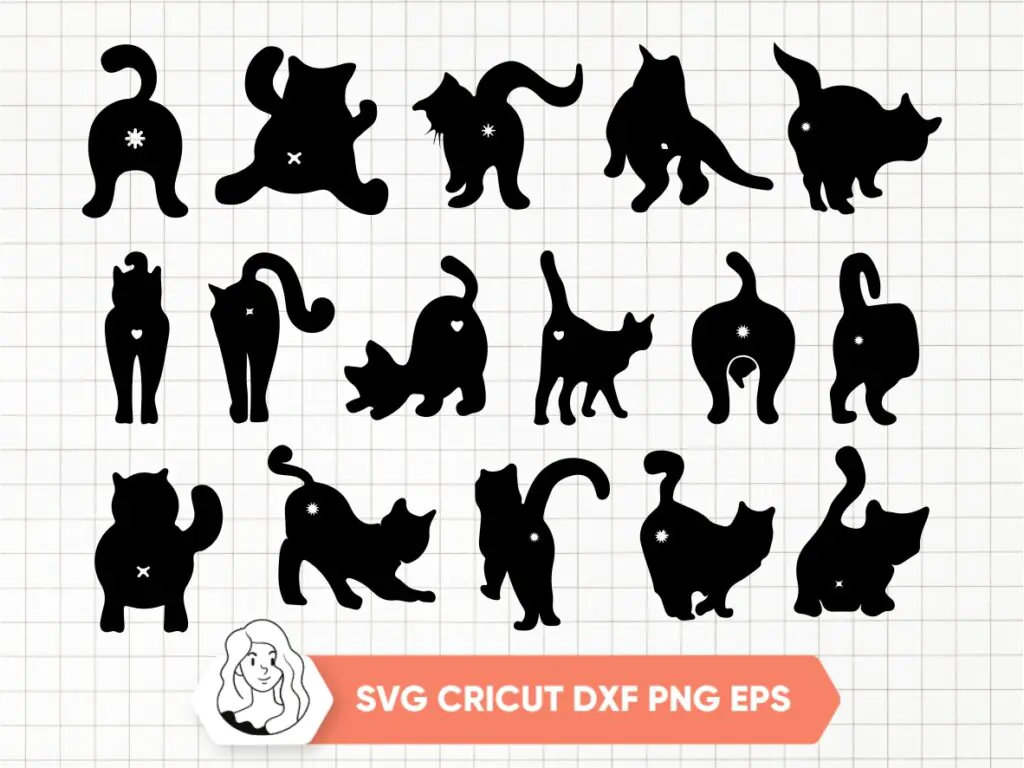 Cat Butt SVG Bundle Set, Cat Butt Silhouette