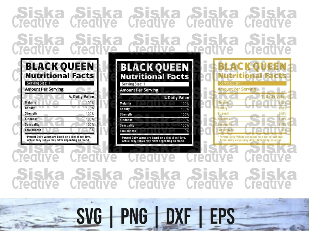 Black Queen Nutrition Facts SVG | Vectorency