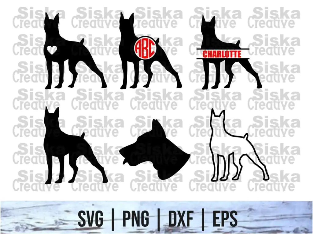 Dog Doberman Monogram SVG