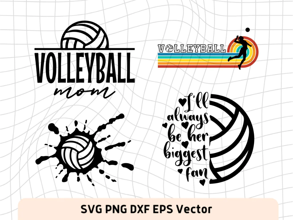 Volleyball SVG Bundle, Mom Retro Style