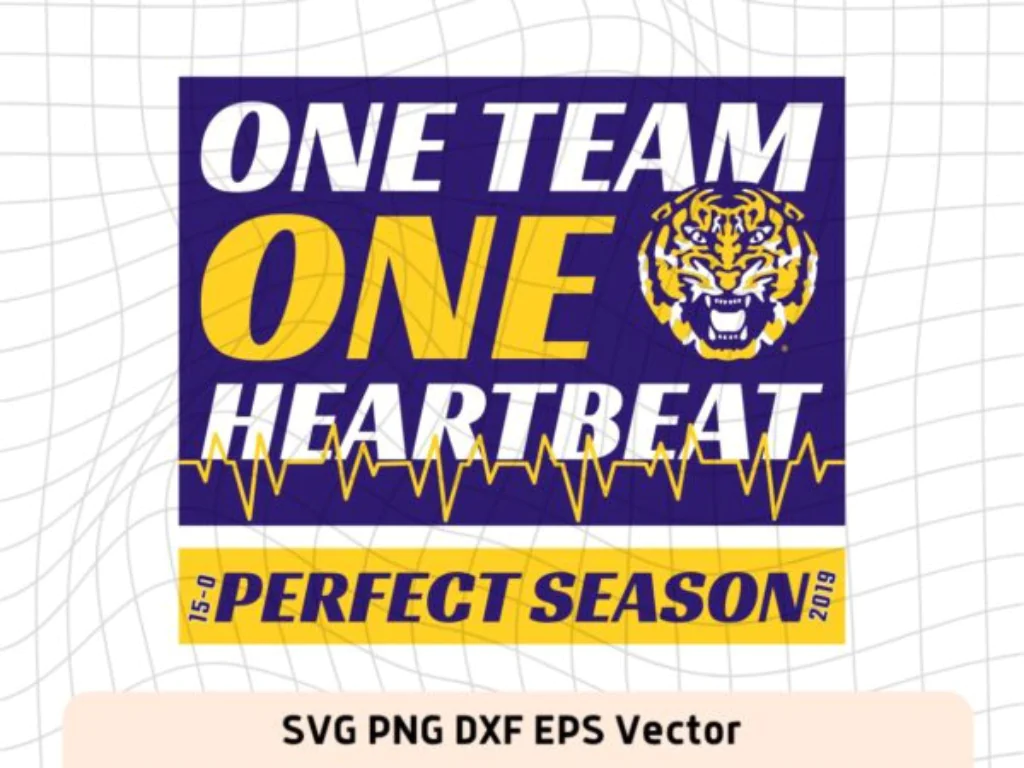 LSU Tiger SVG PNG One Team One Heartbeat