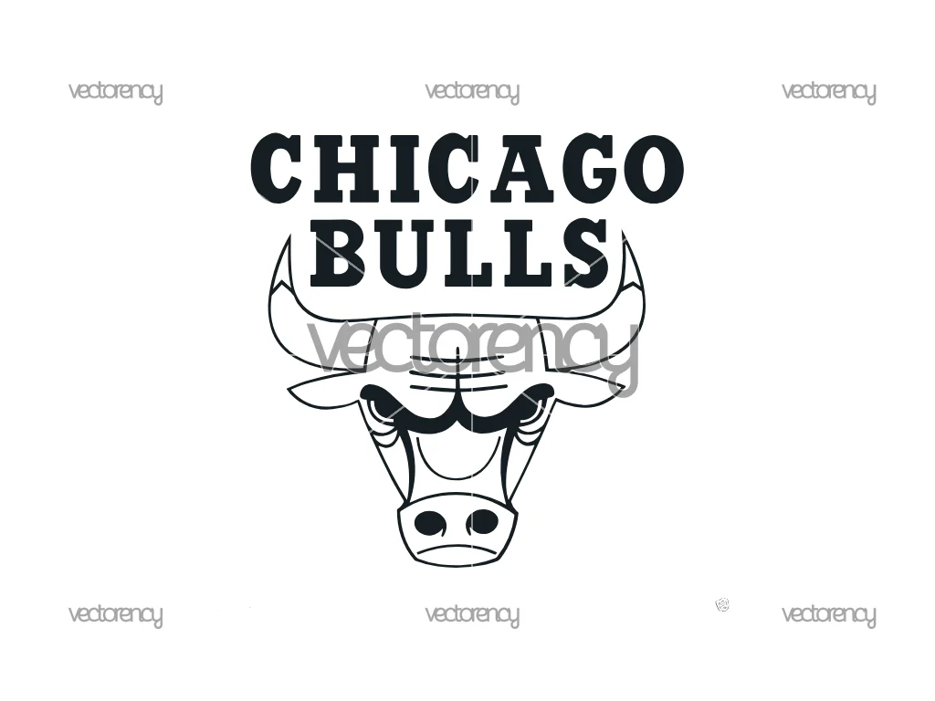 Chicago Bulls NBA Black Outline Digital Download Vector HD