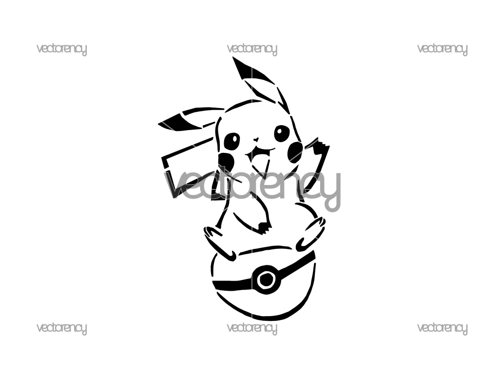 Pikachu Stencil DXF SVG Cut File