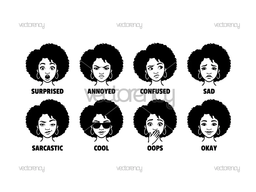 Afro Woman Emoji SVG Vector