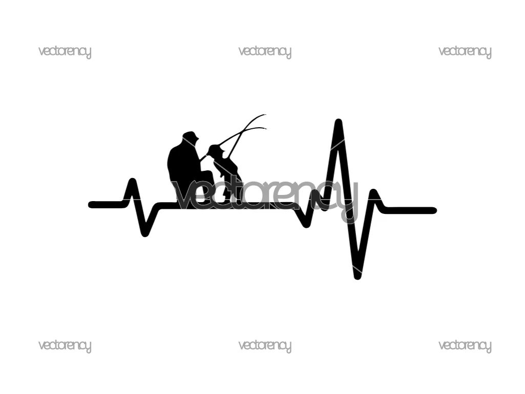 Heart Beat Line Fishing Father Dad Son Fish Rod Reel Lure Cricut SVG Free