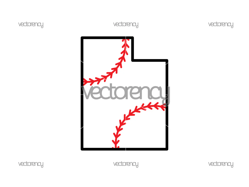 Utah Map Baseball Stitches Vector SVG Cricut