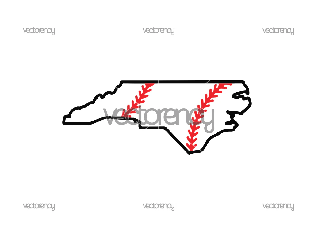 Map North Carolina Outline Baseball SVG