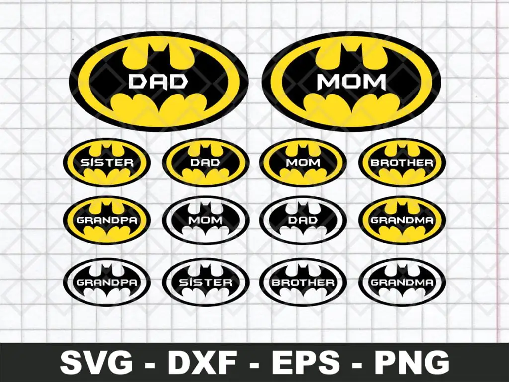 Batman Mom Dad Family Logo SVG