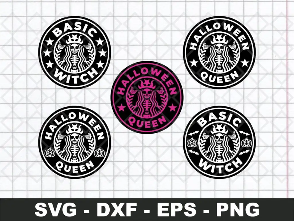 Starbucks Skeleton Mermaid SVG Halloween, Basic Witch Cut File