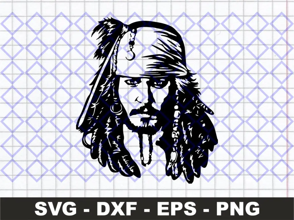 Captain Jack Sparrow Digital SVG Cut File Pirates Of The Caribbean SVG