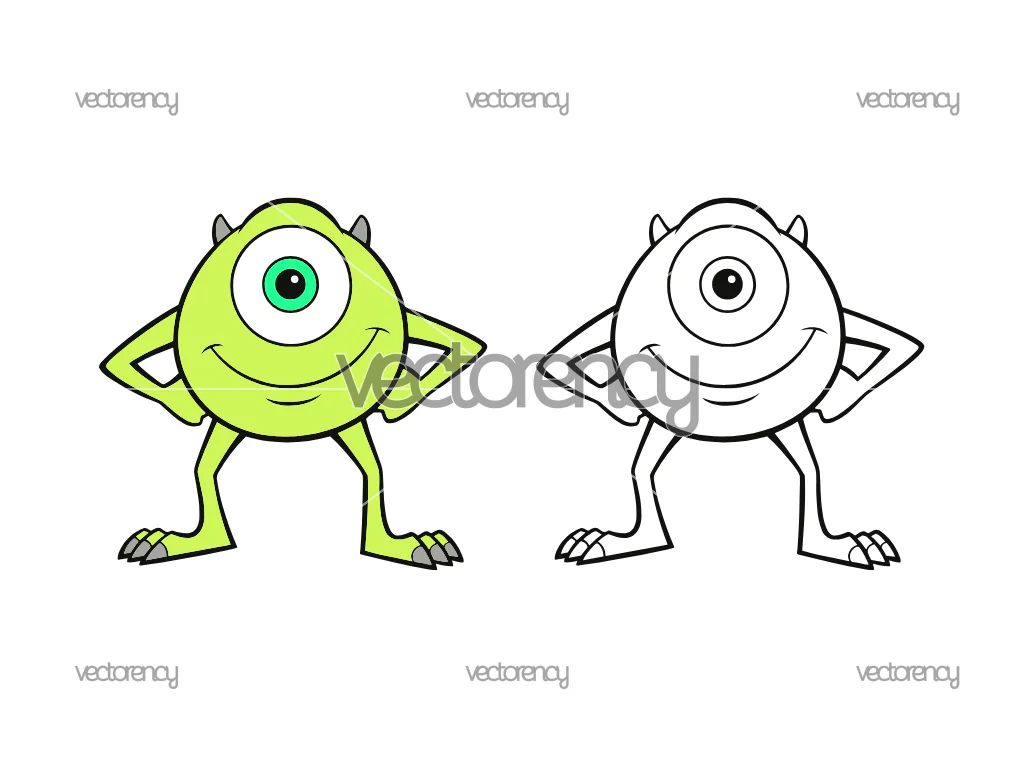 Mike Wazowski SVG PNG Cut Files Outline Monsters Inc SVG Clipart