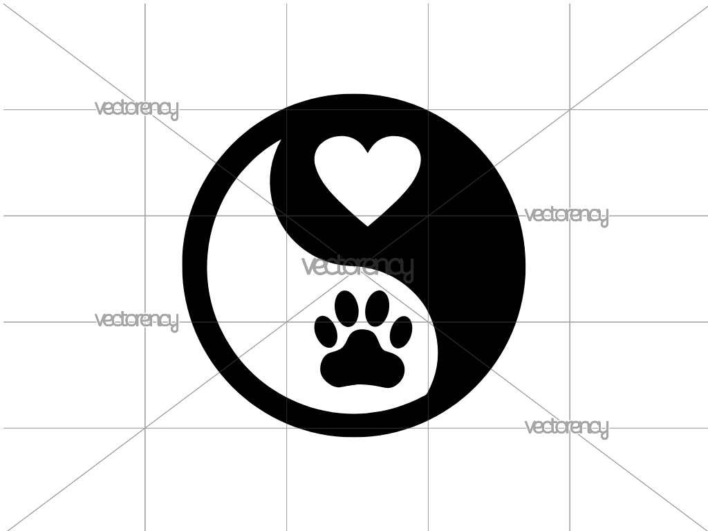 Heart Paw Yin Yang SVG Cricut