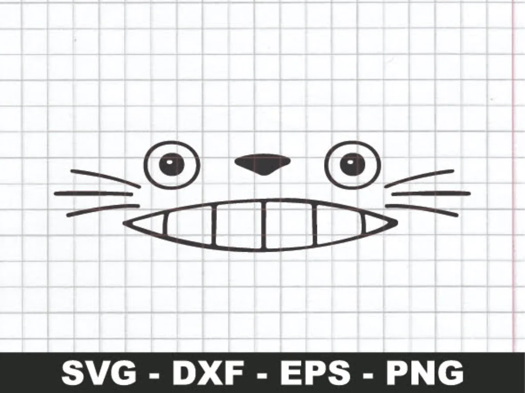 Totoro Face SVG Outline EPS PNG DXF Silhouette Cameo