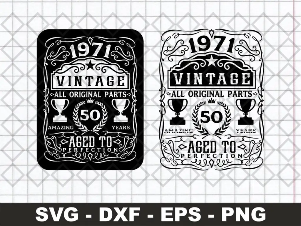 50th Birthday SVG, Aged To Perfection SVG, Vintage SVG Cricut Clipart