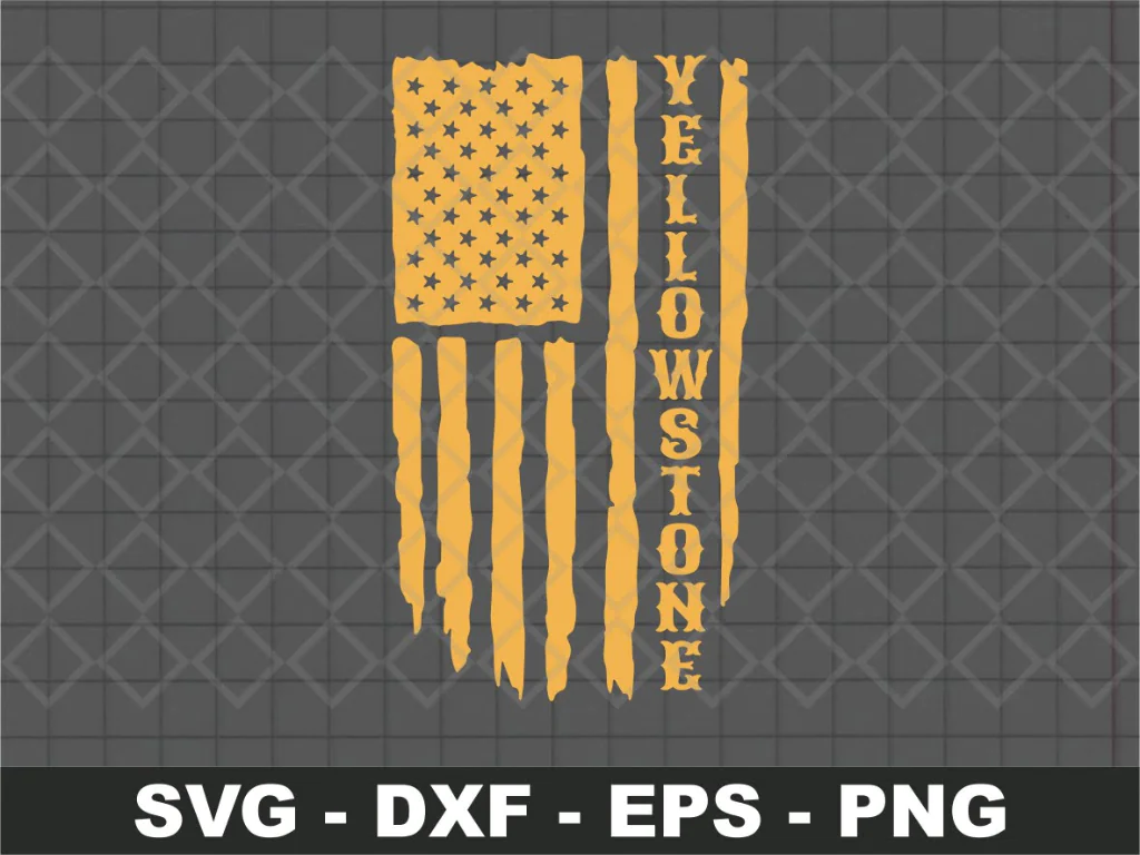 Yellow Stone American Grunge Flag Yellowstone SVG TV Show Digital Download