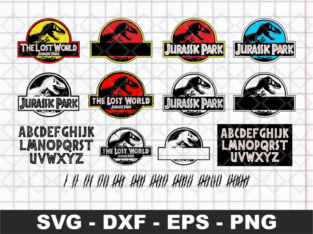 Jurassic Park Logo Alphabet SVG Bundle Vector