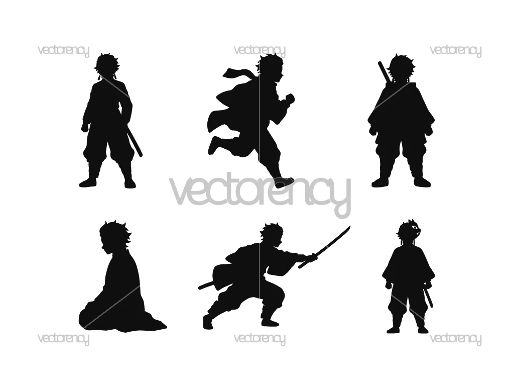 Tanjiro Silhouette PNG Clipart SVG Anime Vector