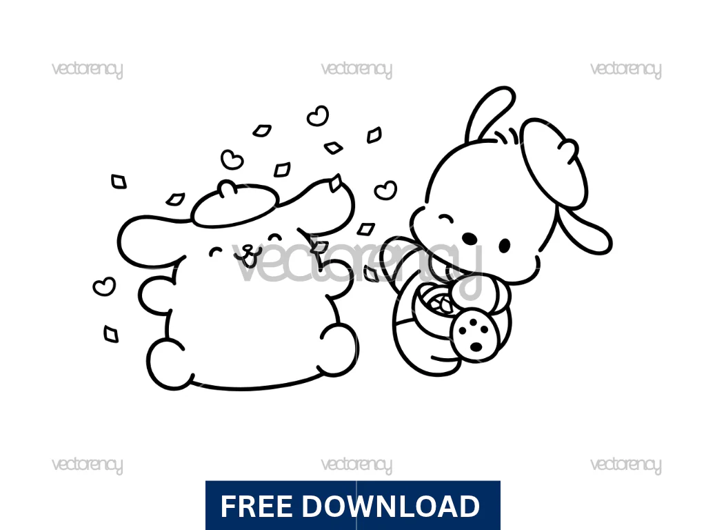 Pompompurin and Pochacco SVG Cut File Outline Free
