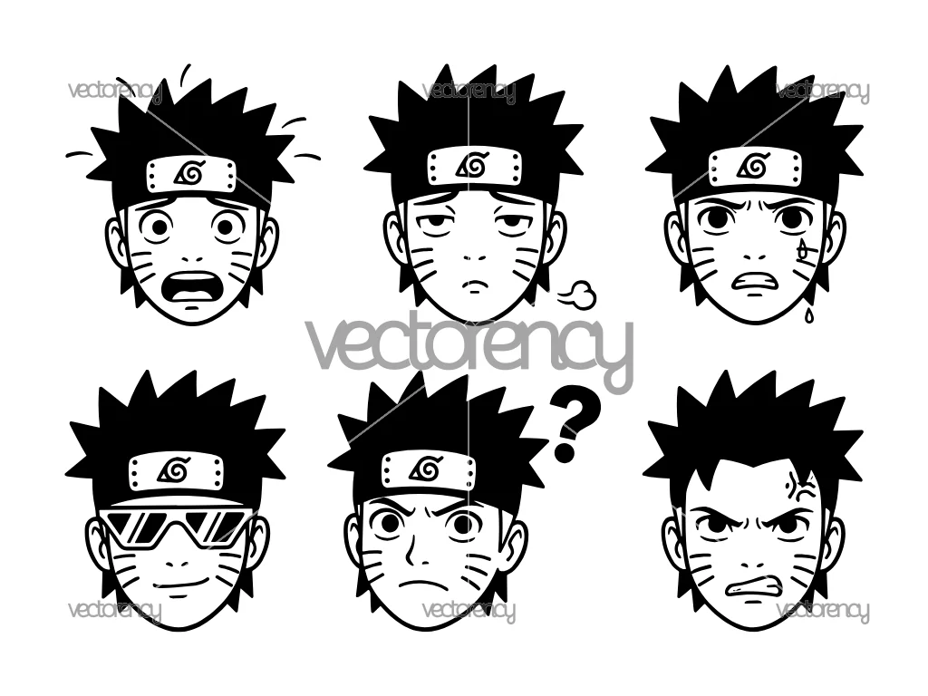 Naruto Character Emotion Emoji Sticker SVG Vector