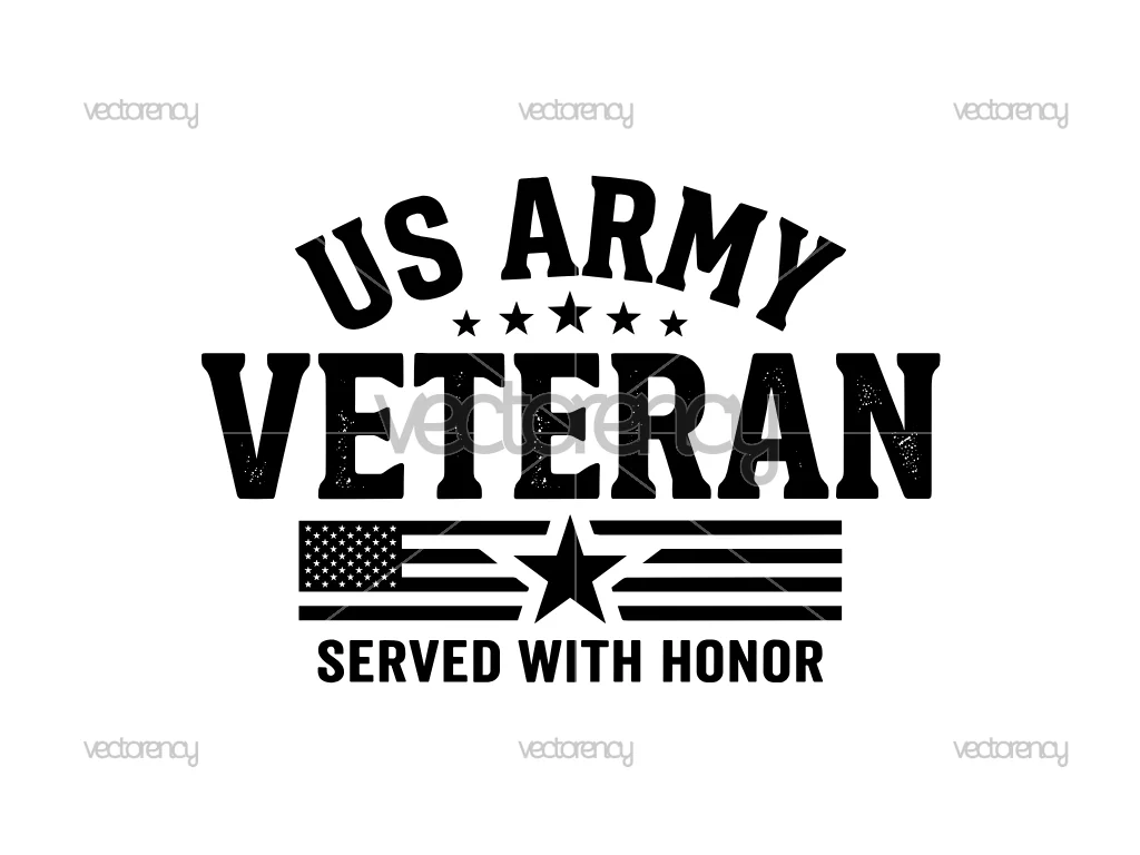 US Army Veteran Served With Honor Vector PNG SVG
