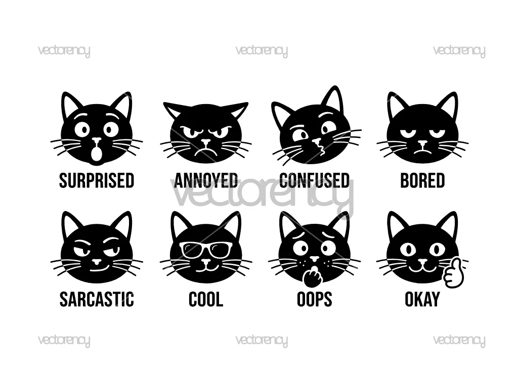 Black Cat Emoji SVG Vector