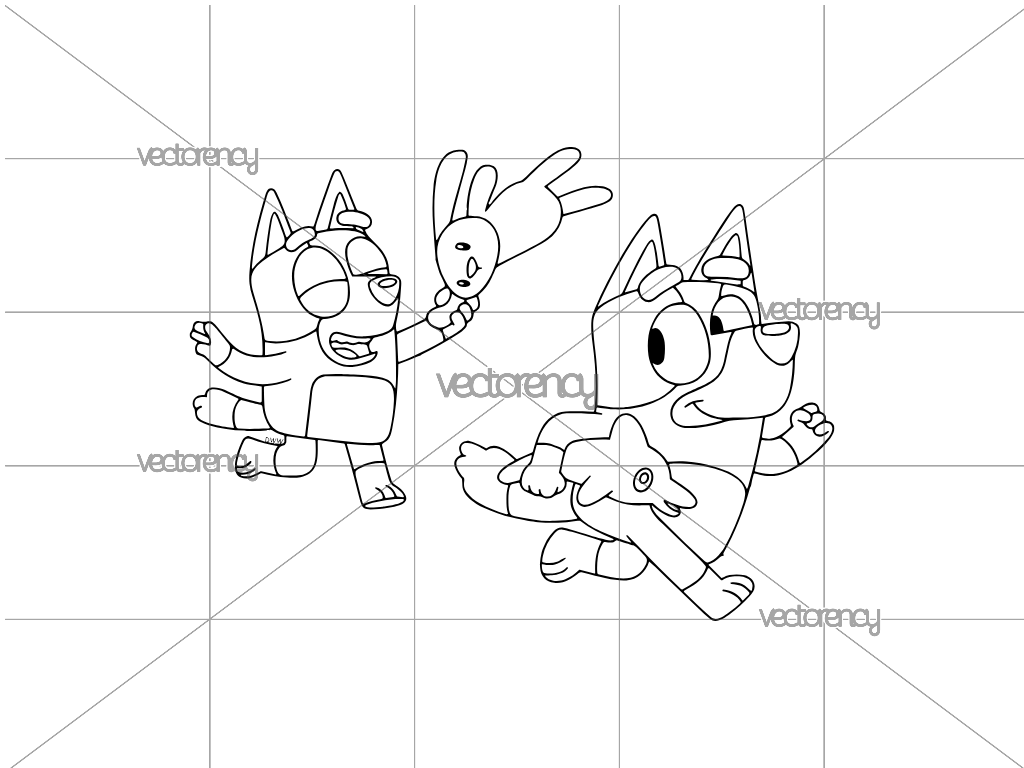 Bluey Outline Clipart SVG