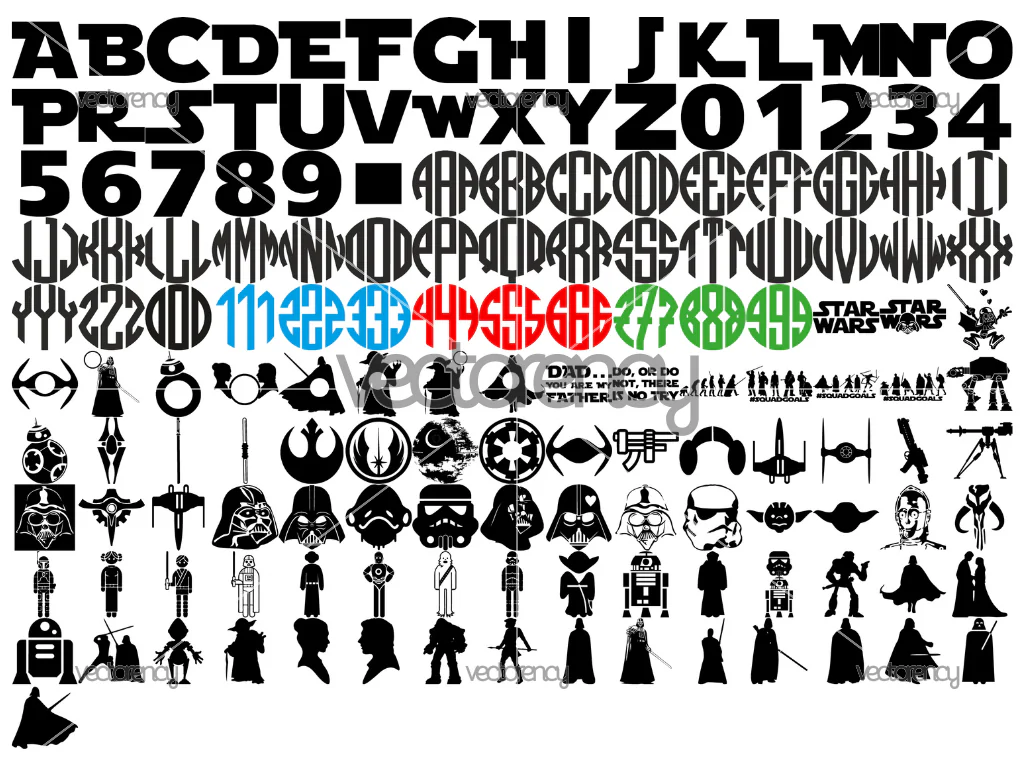 Star Wars Monogram Fonts SVG Vector File