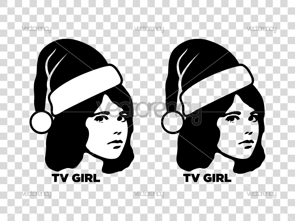 TV Girl SVG Christmas Santa Hat PNG Vector