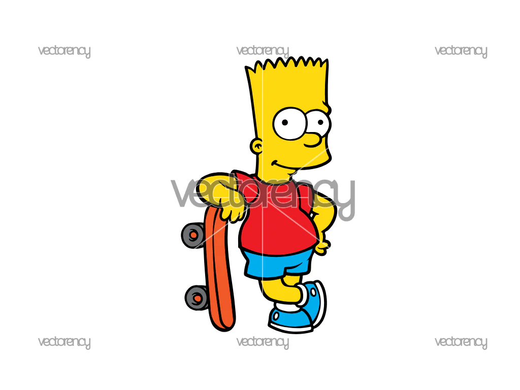 Bart Skateboard Image PNG Vector File