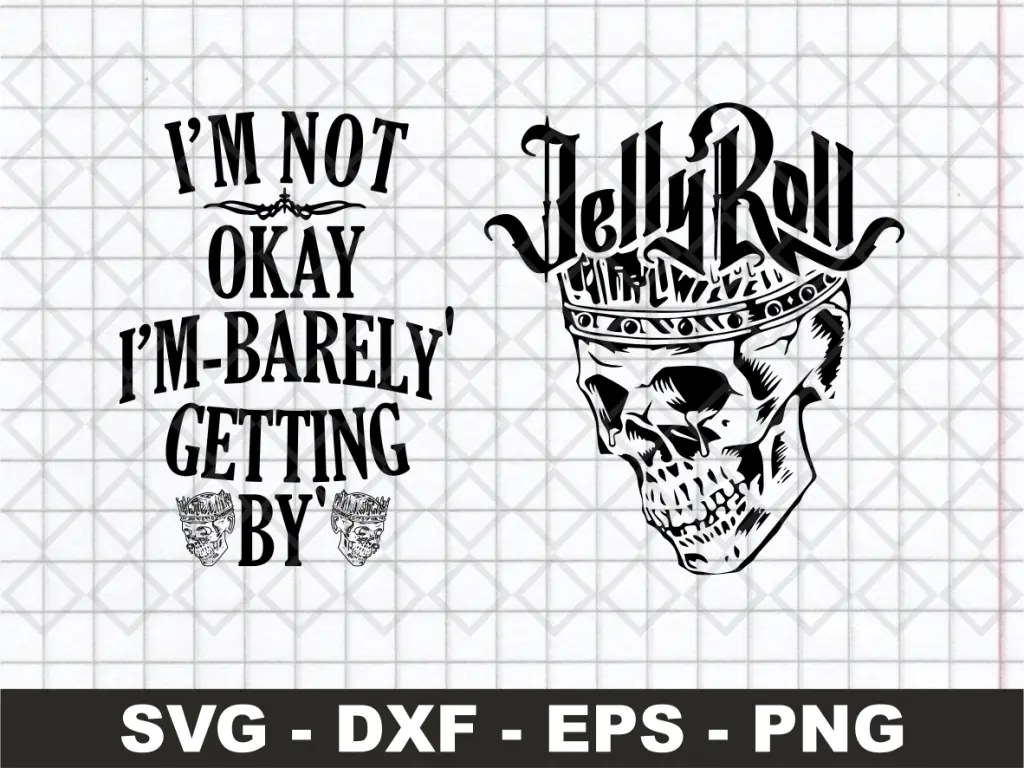 Jelly Roll Skull SVG Cut FIle PNG EPS Instant Download