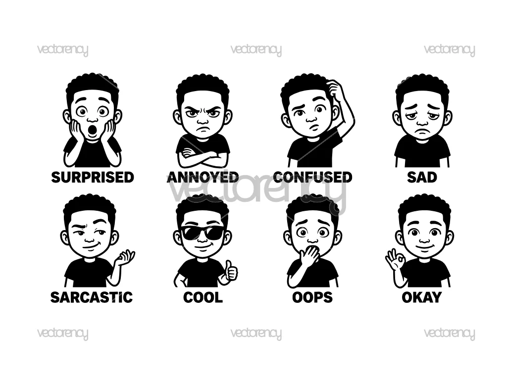 African Boy Emoji Emoticon SVG Vector Clipart