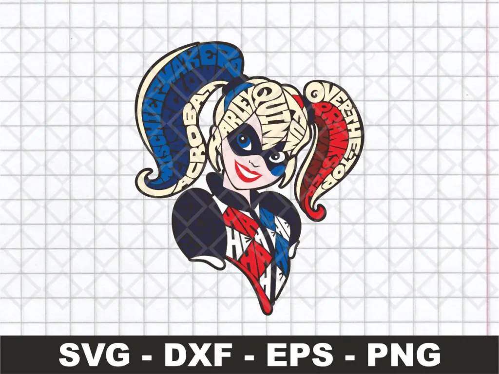 Harley Quinn’s Unique Design, Suitable for Cricut T-Shirt Design, SVG, PNG, EPS