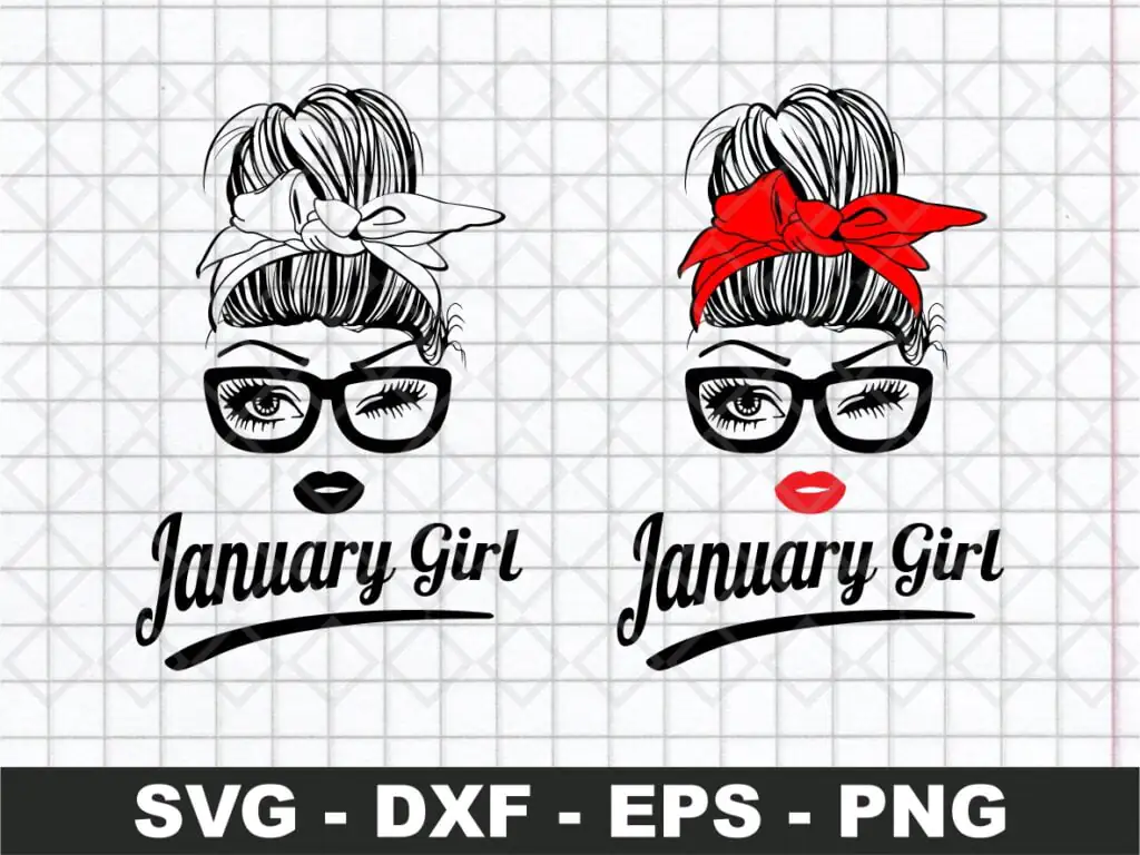 January Girl SVG, Girl With Bandana SVG Files