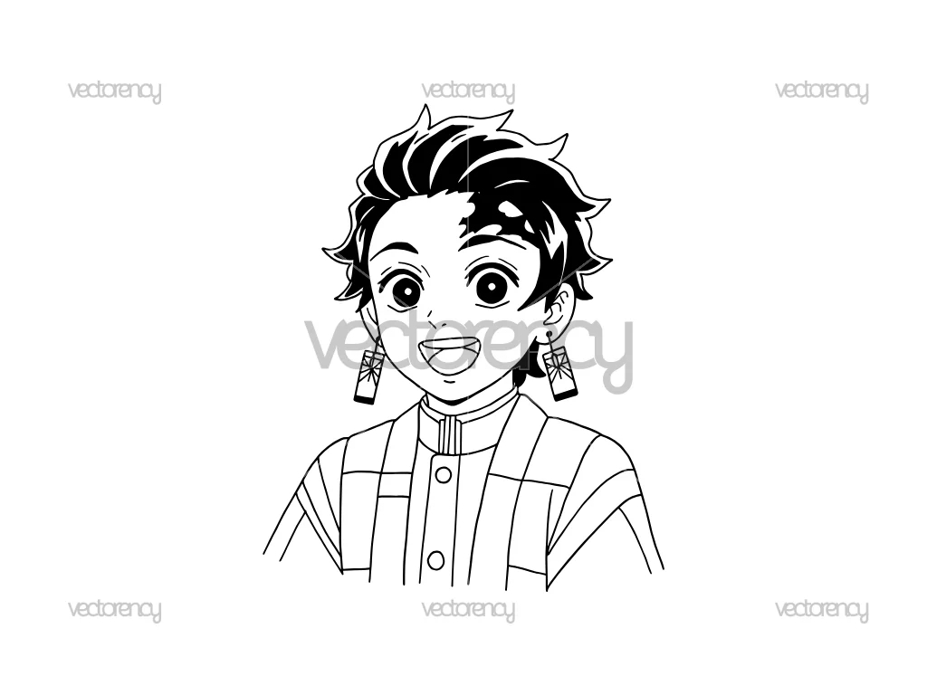 Anime Tanjiro Outline Vector SVG