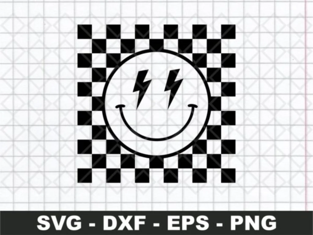 Checkered Smiley Face SVG file