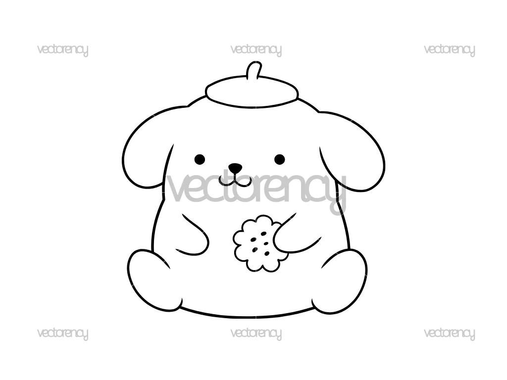 Free SVG Kawaii Cookies Pompompurin Outline