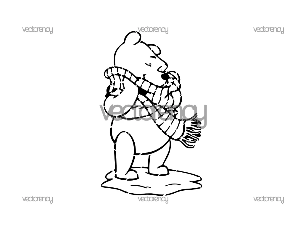 Pooh Outline Stencil Spray Art File PNG SVG Vector