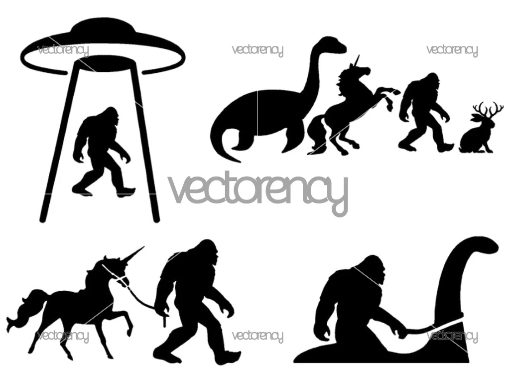 Sasquatch and Friends SVG Silhouette Cricut PNG Vector