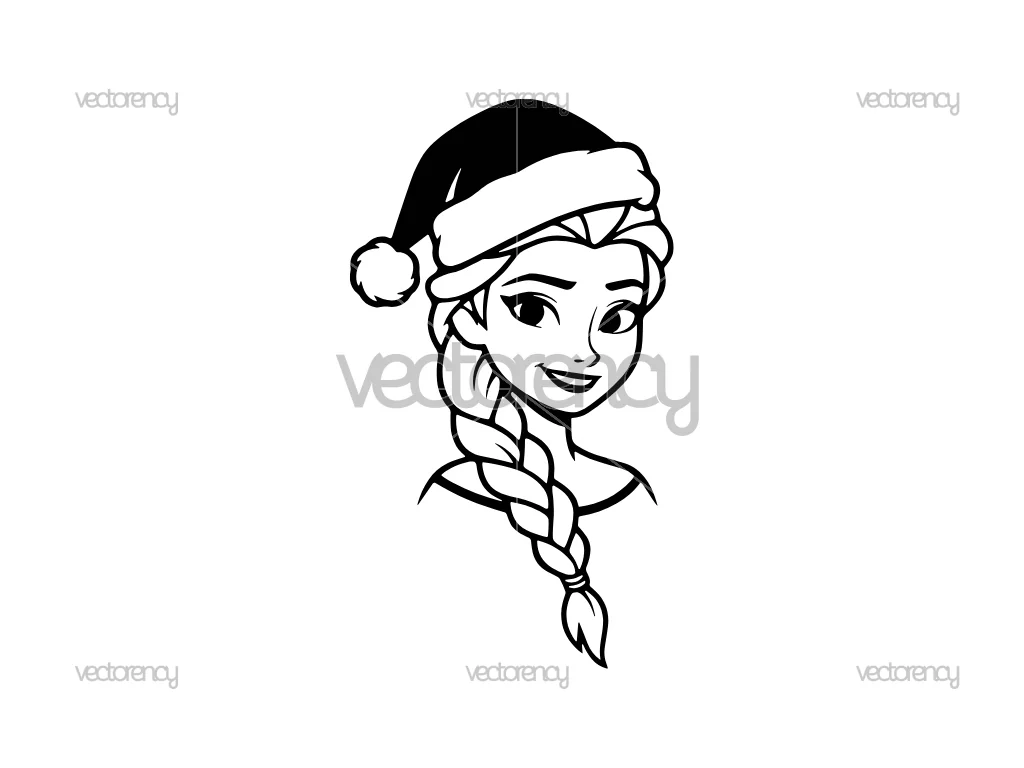 Elsa In Christmas Santa Hat SVG Vector PNG EPS DXF