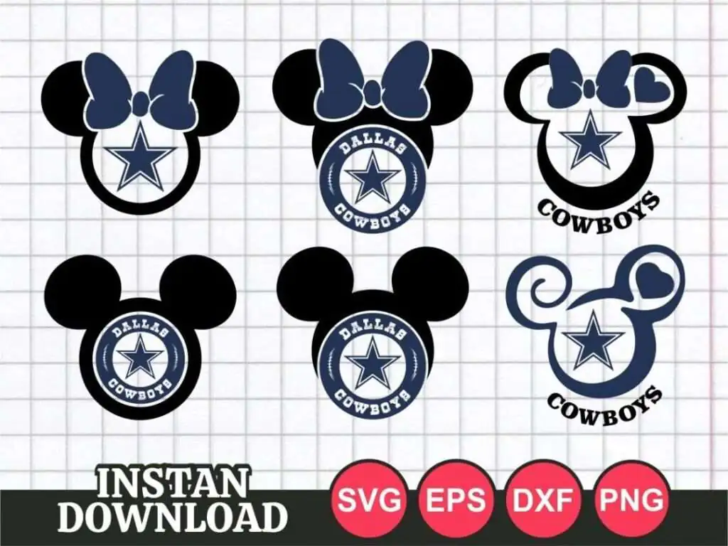 Disney Mickey and Minnie Dallas Cowboys SVG