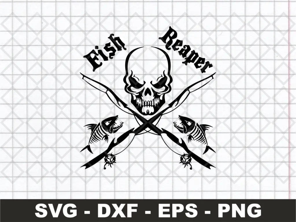 Fish Reaper Skull Fishing Rod SVG