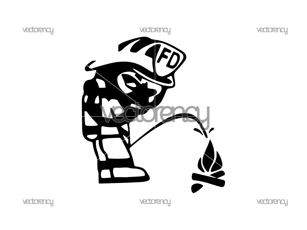 Firefighter Peeing on Fire Fun Free Download Image