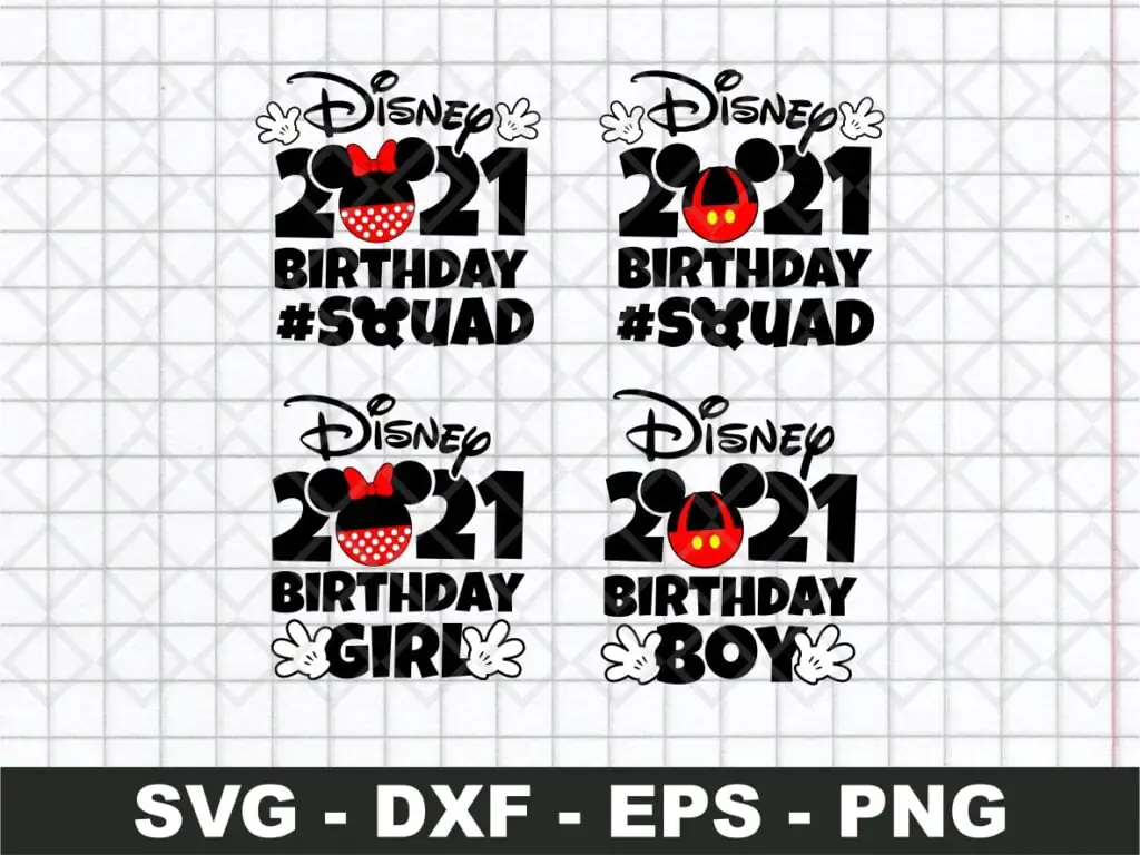 Disney Birthday Boy Girl Squad 2021 SVG