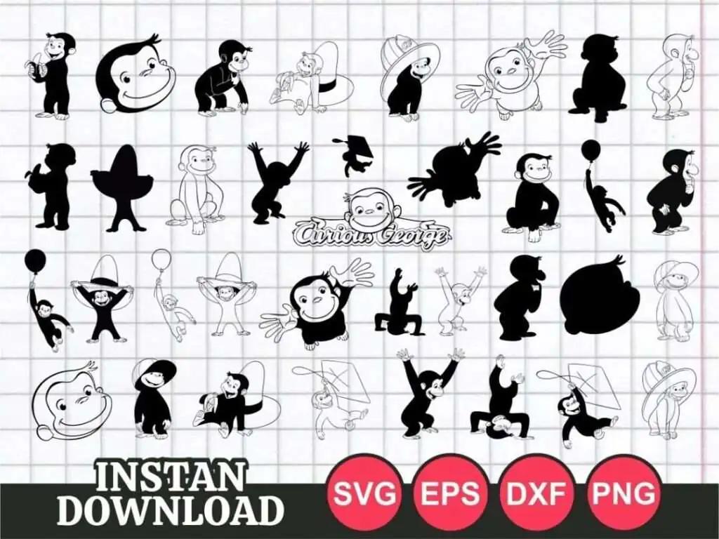 Curious George Silhouette SVG Bundle