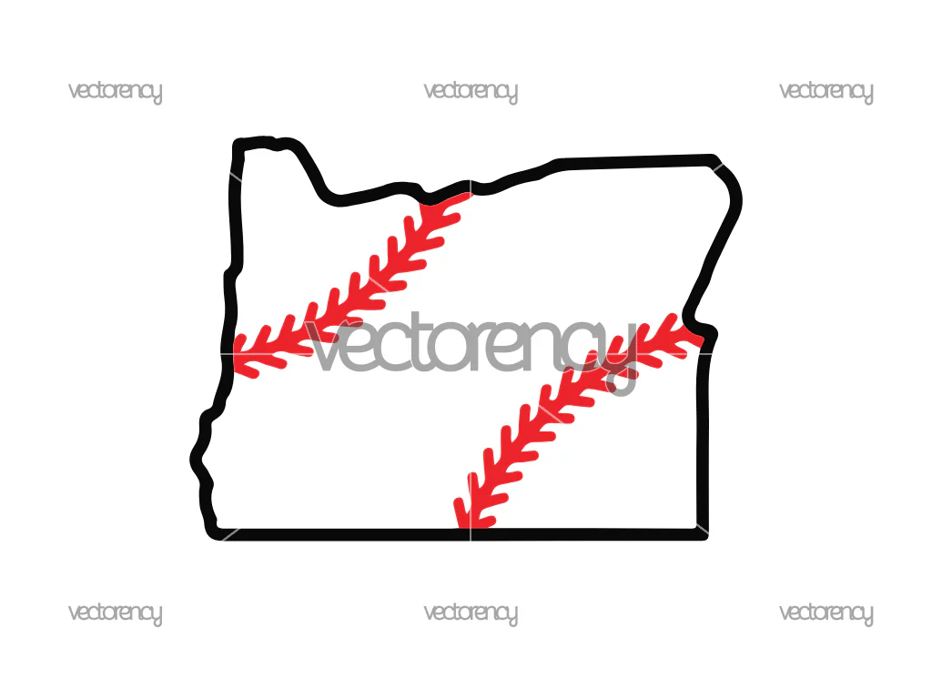 Oregon Map Outline Baseball Cut Files, Cricut, PNG, EPS, DXF