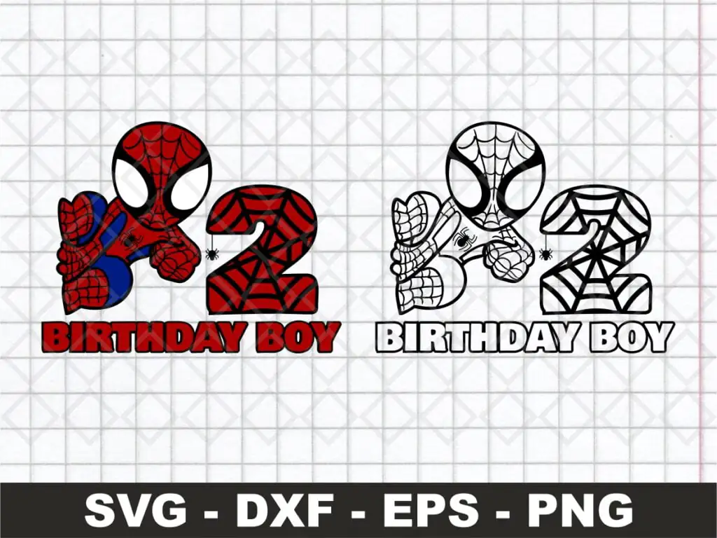 2nd Birthday SVG, Birthday Boy SVG, Spiderman Birthday SVG