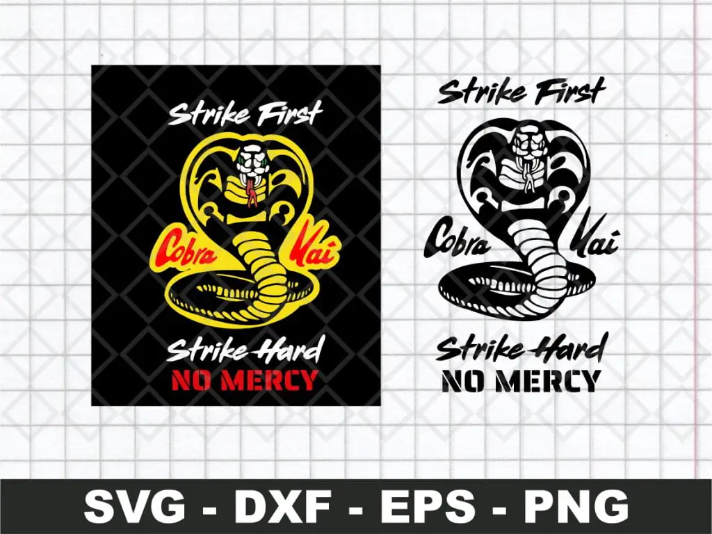 Cobra Kai White Face Strike First Hard No Mercy SVG